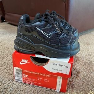 Nike Little Air Max Plus Black Pure Platinum (TD) Size 5C 314730-053 Toddler